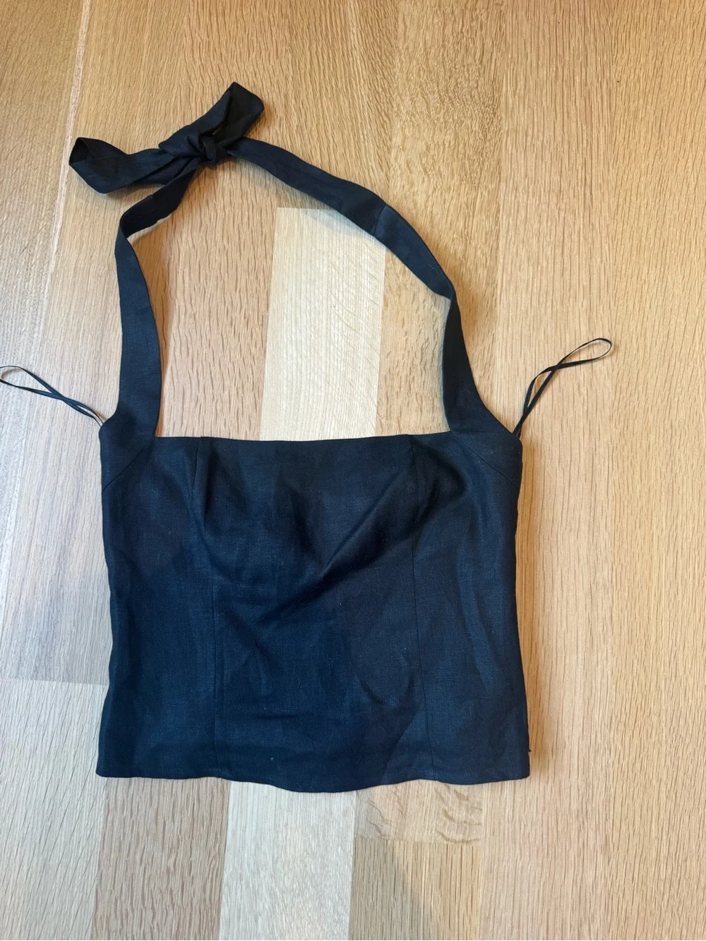 Black Tie-Back Crop Top Reformstion - Picture 2 of 2